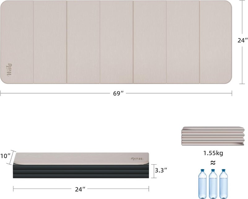 WEILA 1/2 Inch Extra Thick Yoga Mat Pilates Equipment, 69"x24" Odorless Workout Mats for Home Gym, Non-slip Exercise Mats for Women Men Home Workout, Foldable Yoga Mats for Travel Camping Sleeping - Image 4